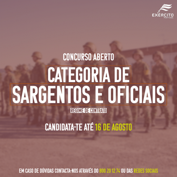 EXÉRCITO PORTUGUÊS | CONCURSO ABERTO A OFICIAIS E SARGENTOS