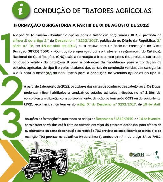 Condução tratores agrícolas - Formação obrigatória